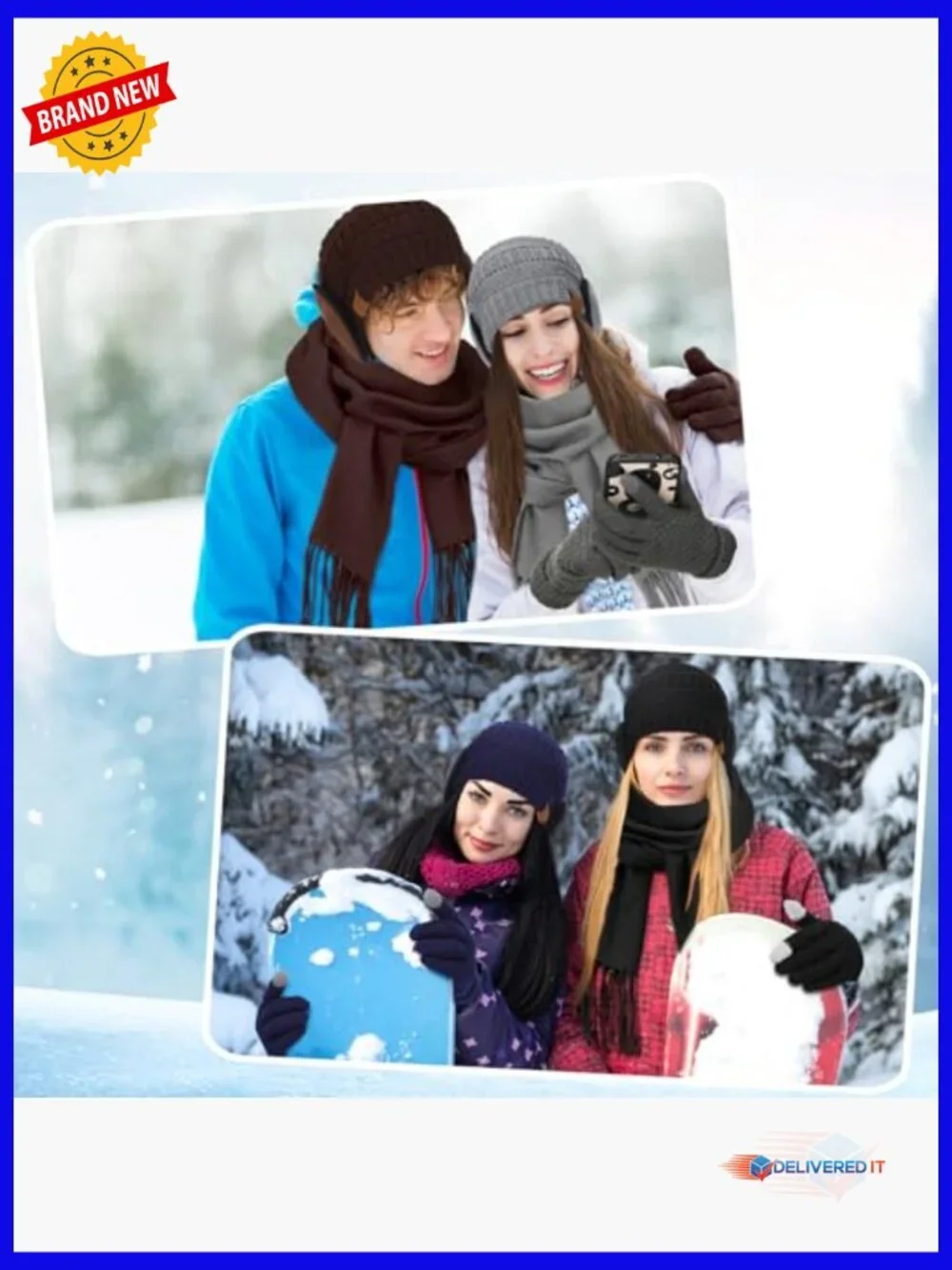 20-Piece Winter Hat Scarf Gloves & Ear Warmer Set Knit Beanie Touch Screen